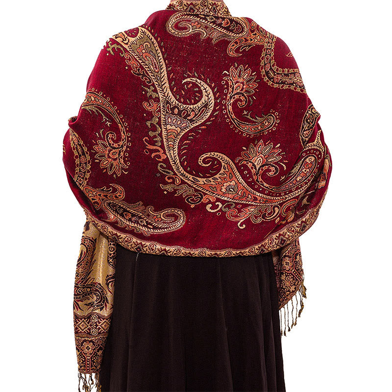 Bufanda chal acogedor con borlas y estampado floral de cachemira tibetano estilo bohemio con Buddha Stones - image 10