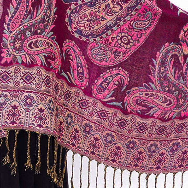 Bufanda chal acogedor con borlas y estampado floral de cachemira tibetano estilo bohemio con Buddha Stones - image 23