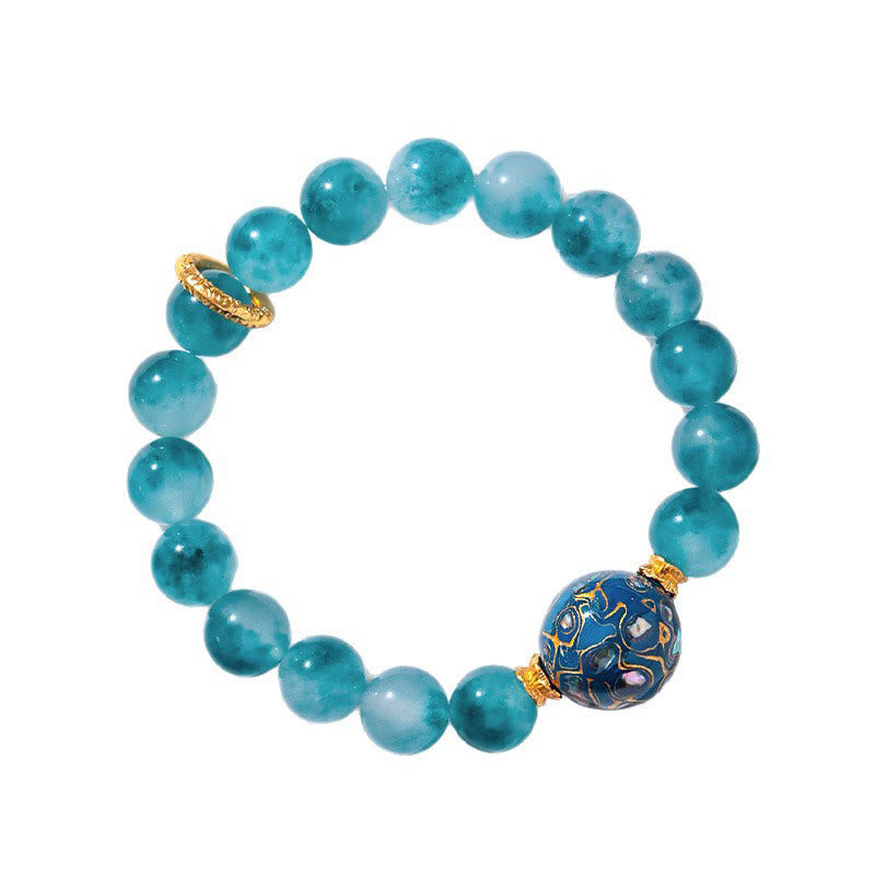 Pulsera de cuentas positivas de calcedonia azul natural de 10 mm con Buddha Stones - image 6