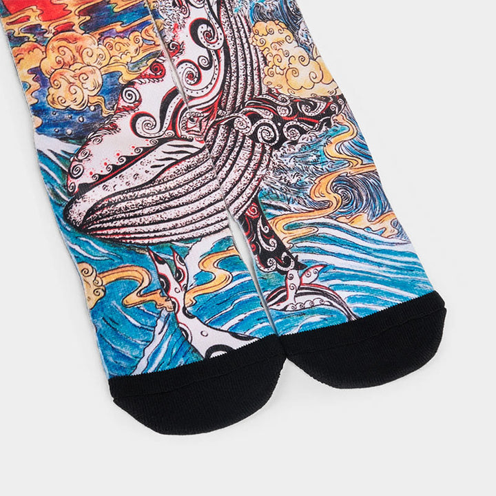 Calcetines unisex con diseño de ballena, Buddha Stones y atardecer, estilo casual, para hombre y mujer - image 3