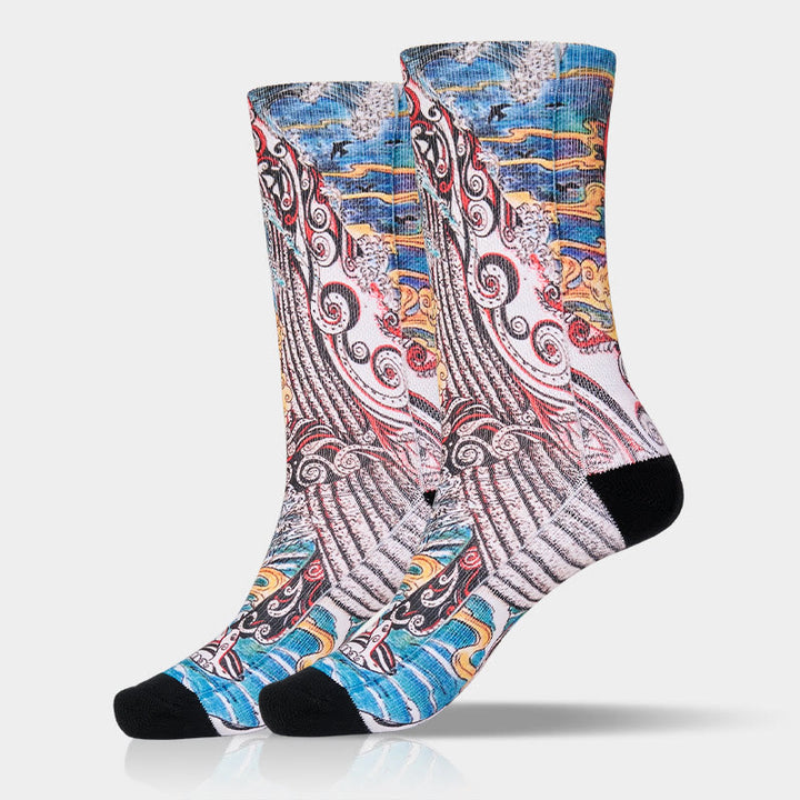 Calcetines unisex con diseño de ballena, Buddha Stones y atardecer, estilo casual, para hombre y mujer - image 10