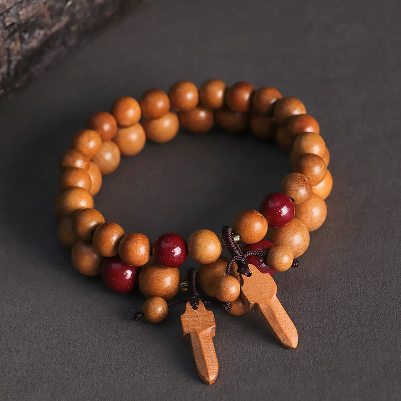 Pulsera de riqueza con amuleto de espada de cinabrio y madera de melocotón con Buddha Stones - image 12