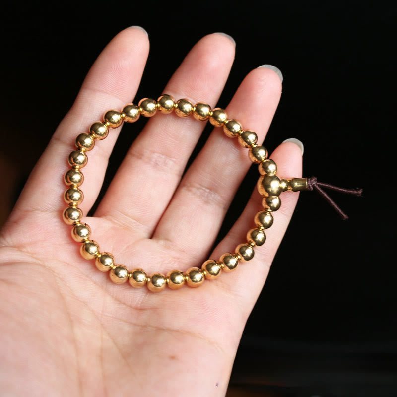 Pulsera de riqueza con cuentas de latón y cobre puro tibetano retro con Buddha Stones - image 1