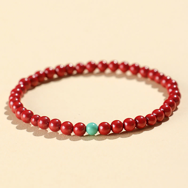 Pulsera de concentración de turquesa cinabrio con Buddha Stones - Cinabrio imperial de 4 mm - image 1
