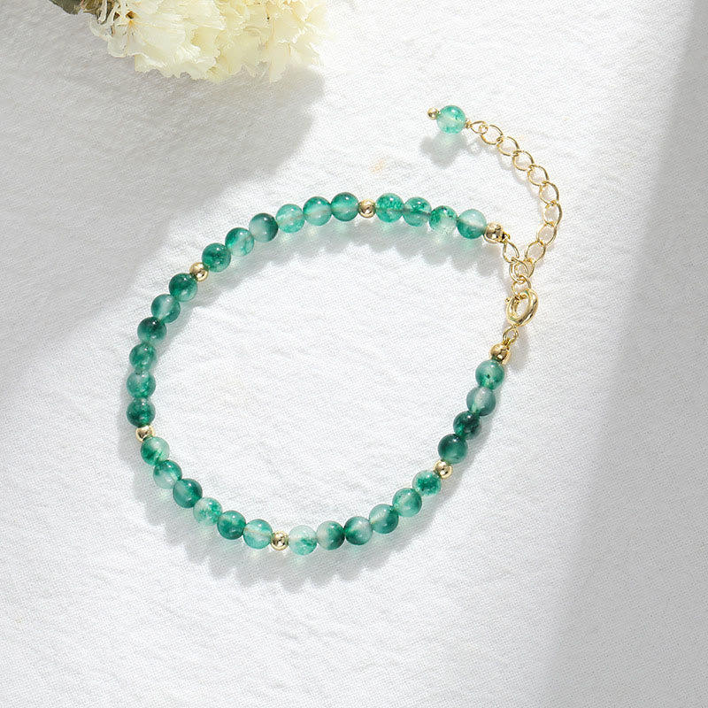 Pulsera curativa de ágata musgosa natural bañada en oro de 14 quilates con Buddha Stones - image 2