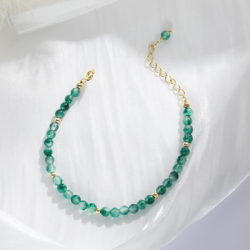 Pulsera curativa de ágata musgosa natural bañada en oro de 14 quilates con Buddha Stones - image 3