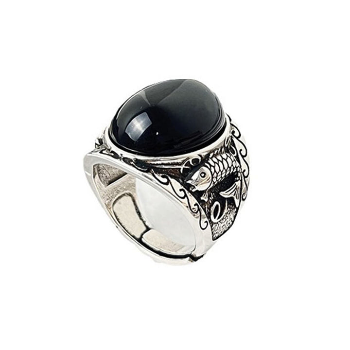 Anillo ajustable con símbolo de fuerza de pez koi y Buddha Stones - image 3