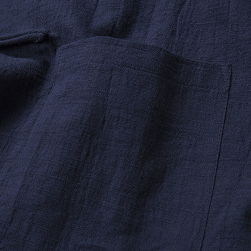 Camisa informal de hombre con botones de rana y Buddha Stones en color liso - image 14