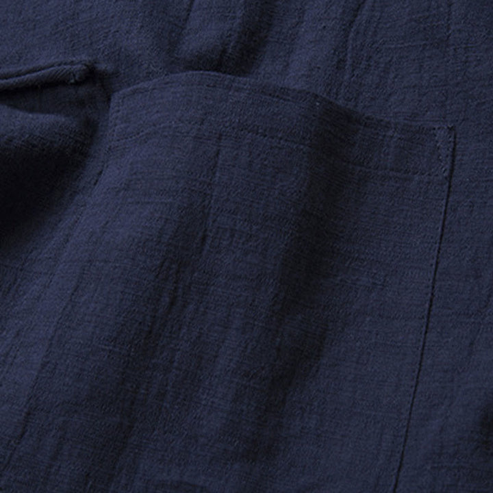 Camisa informal de hombre con botones de rana y Buddha Stones en color liso - image 14