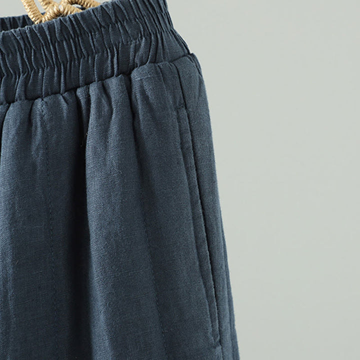 Pantalones anchos de algodón acolchados con botones de rana bordados con Buddha Stones para mujer, con bolsillos - image 3