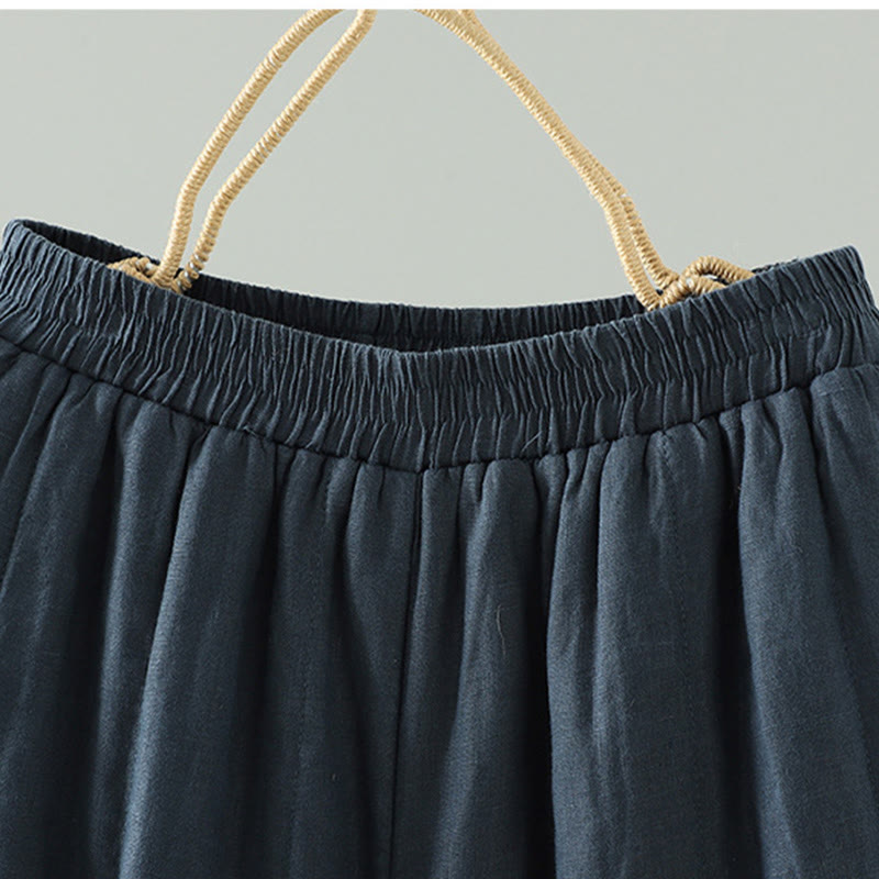 Pantalones anchos de algodón acolchados con botones de rana bordados con Buddha Stones para mujer, con bolsillos - image 2