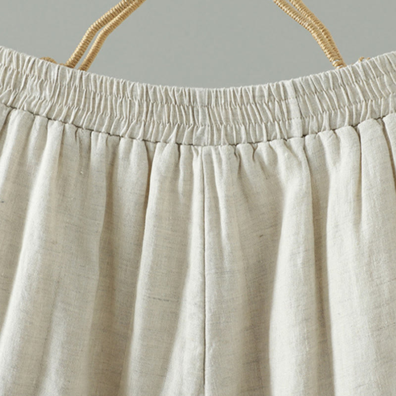 Pantalones anchos acolchados con botones de rana bordados con Buddha Stones para mujer con bolsillos - image 16