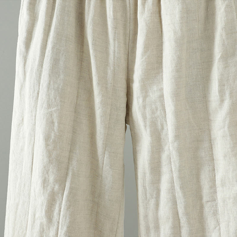 Pantalones anchos de algodón acolchados con botones de rana bordados con Buddha Stones para mujer, con bolsillos - image 10