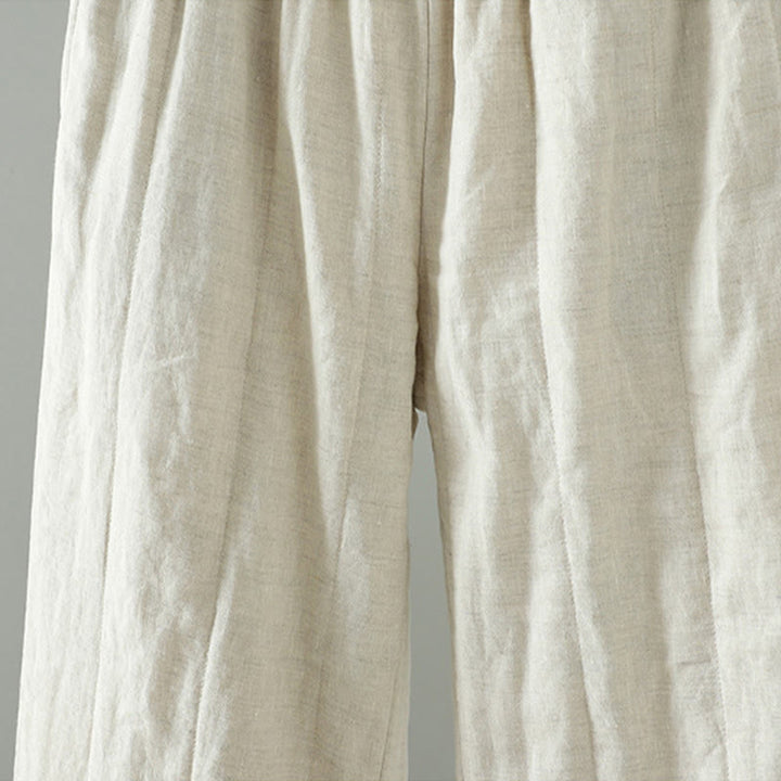 Pantalones anchos de algodón acolchados con botones de rana bordados con Buddha Stones para mujer, con bolsillos - image 10