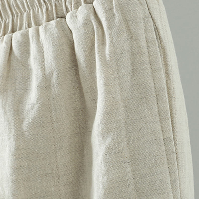 Pantalones anchos de algodón acolchados con botones de rana bordados con Buddha Stones para mujer, con bolsillos - image 15