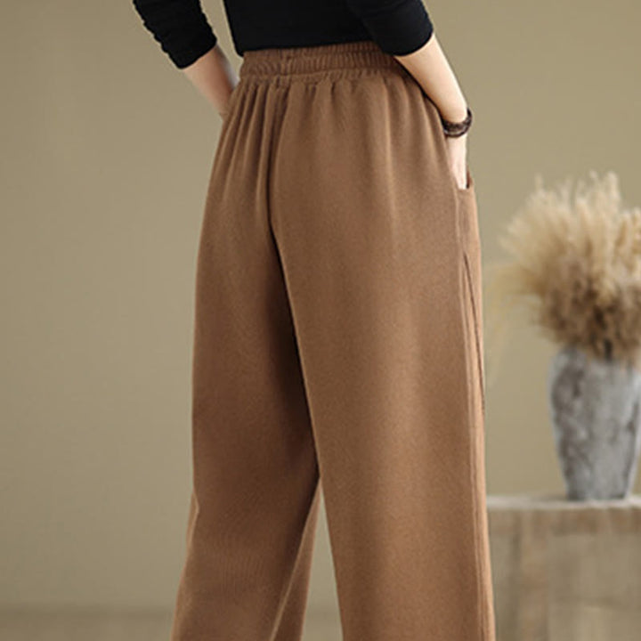 Pantalones anchos de algodón con cordón ajustable de color liso para mujer con bolsillos y Buddha Stones - image 4