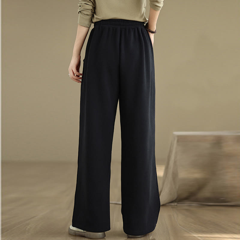 Pantalones anchos de algodón con cordón ajustable de color liso para mujer con bolsillos y Buddha Stones - image 11