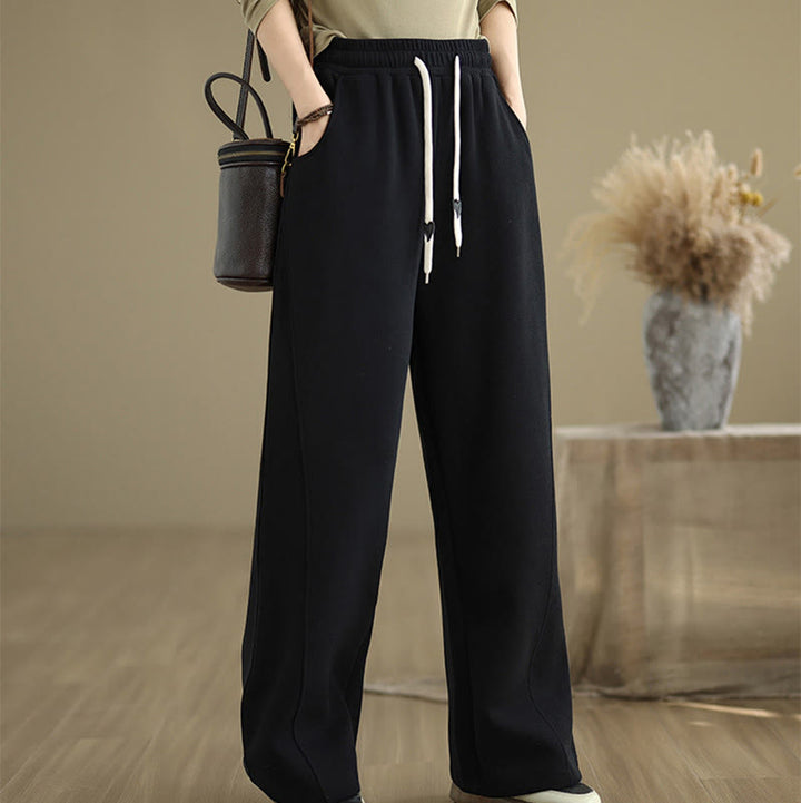 Pantalones anchos de algodón con cordón ajustable de color liso para mujer con bolsillos y Buddha Stones - image 12