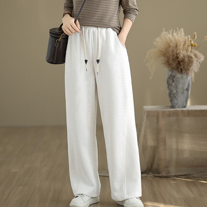 Pantalones anchos de algodón con cordón ajustable de color liso para mujer con bolsillos y Buddha Stones - image 19