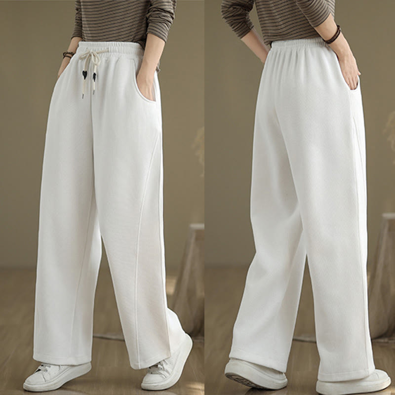 Pantalones anchos de algodón con cordón ajustable de color liso para mujer con bolsillos y Buddha Stones - image 17