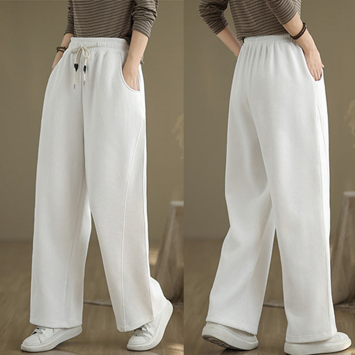 Pantalones anchos de algodón con cordón ajustable de color liso para mujer con bolsillos y Buddha Stones - image 17