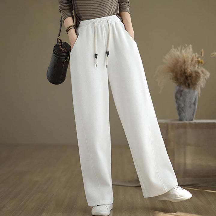 Pantalones anchos de algodón con cordón ajustable de color liso para mujer con bolsillos y Buddha Stones - image 18