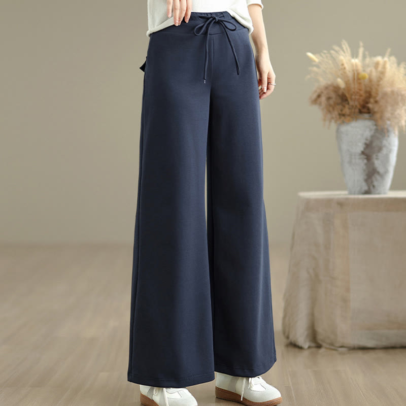 Pantalones anchos de algodón y poliéster con cordón ajustable para mujer con bolsillos y Buddha Stones - image 4