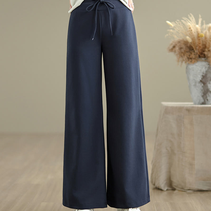 Pantalones anchos de algodón y poliéster con cordón ajustable para mujer con bolsillos y Buddha Stones - image 1