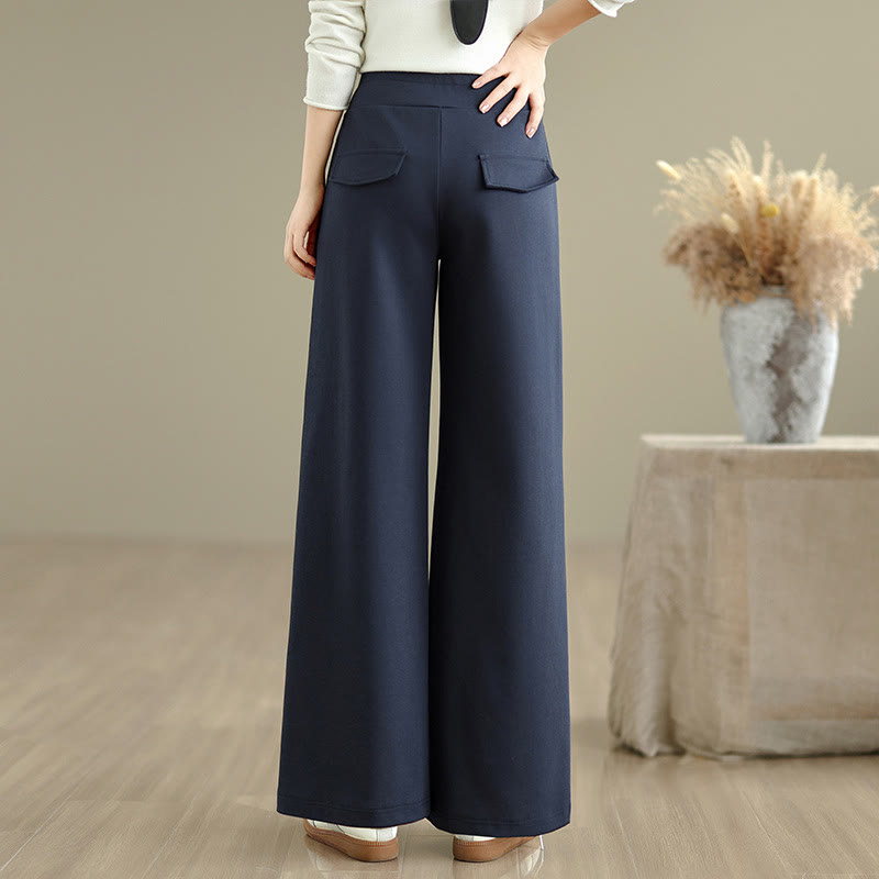 Pantalones anchos de algodón y poliéster con cordón ajustable para mujer con bolsillos y Buddha Stones - image 3
