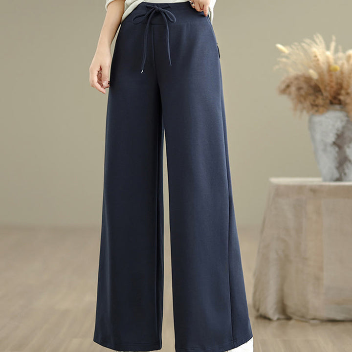 Pantalones anchos de algodón y poliéster con cordón ajustable para mujer con bolsillos y Buddha Stones - image 2