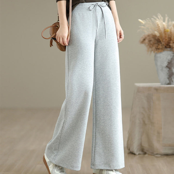 Pantalones anchos de algodón y poliéster con cordón ajustable para mujer con bolsillos y Buddha Stones - Humo blanco - US8-10，UK/AU12-14，EU40-42 (2XL) - image 9