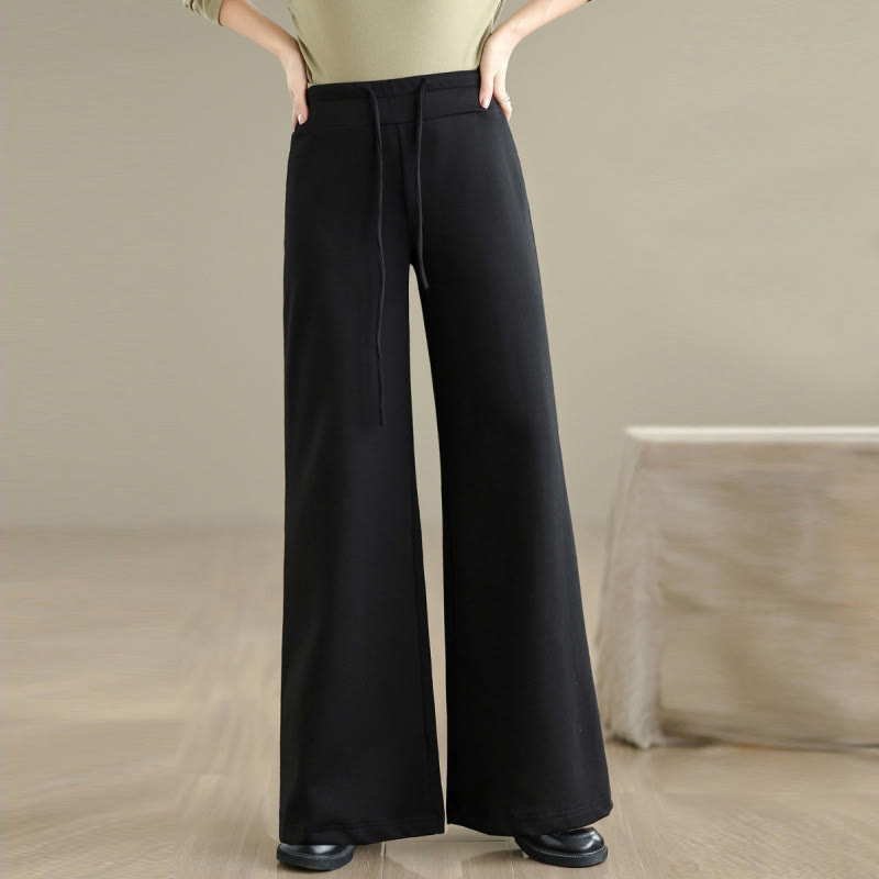 Pantalones anchos de algodón y poliéster con cordón ajustable para mujer con bolsillos y Buddha Stones - Negro - US8-10，UK/AU12-14，EU40-42 (2XL) - image 15