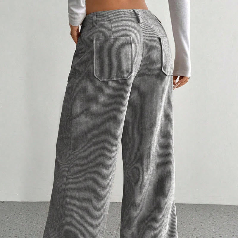 Pantalones anchos de pana y poliéster con botones y bolsillos para mujer de Buddha Stones - image 10
