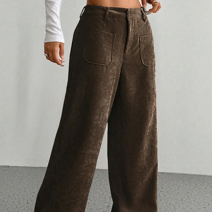 Pantalones anchos de pana y poliéster con botones y bolsillos para mujer de Buddha Stones - image 14