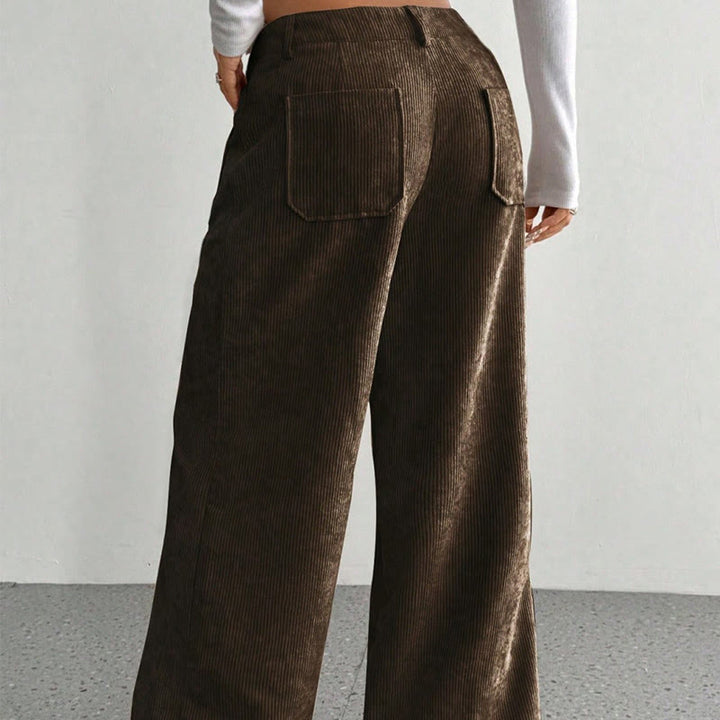 Pantalones anchos de pana y poliéster con botones y bolsillos para mujer de Buddha Stones - image 16