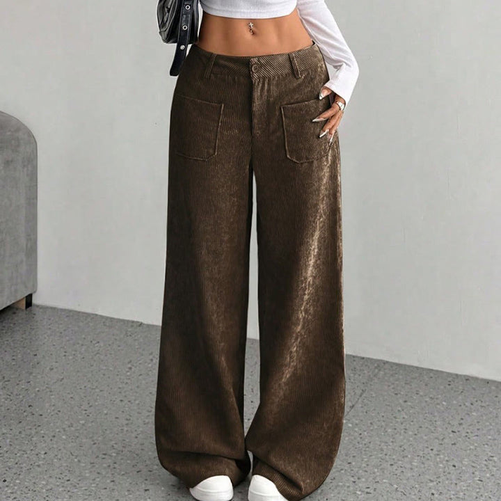 Pantalones anchos de pana y poliéster con botones y bolsillos para mujer de Buddha Stones - image 15