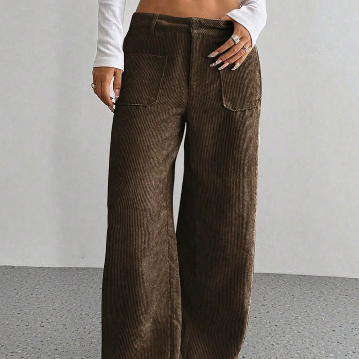 Pantalones anchos de pana y poliéster con botones y bolsillos para mujer de Buddha Stones - image 17