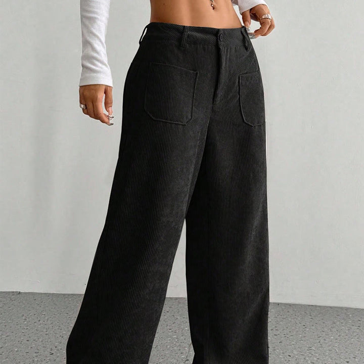 Pantalones anchos de pana y poliéster con botones y bolsillos para mujer de Buddha Stones - image 19