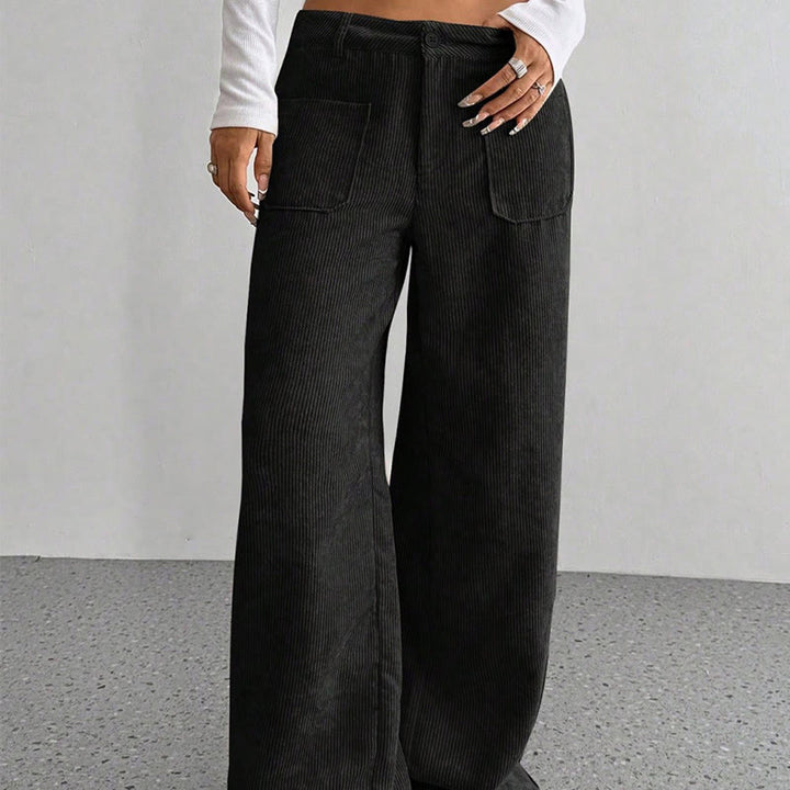 Pantalones anchos de pana y poliéster con botones y bolsillos para mujer de Buddha Stones - image 22