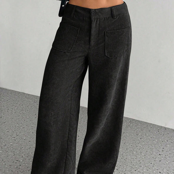 Pantalones anchos de pana y poliéster con botones y bolsillos para mujer de Buddha Stones - image 23