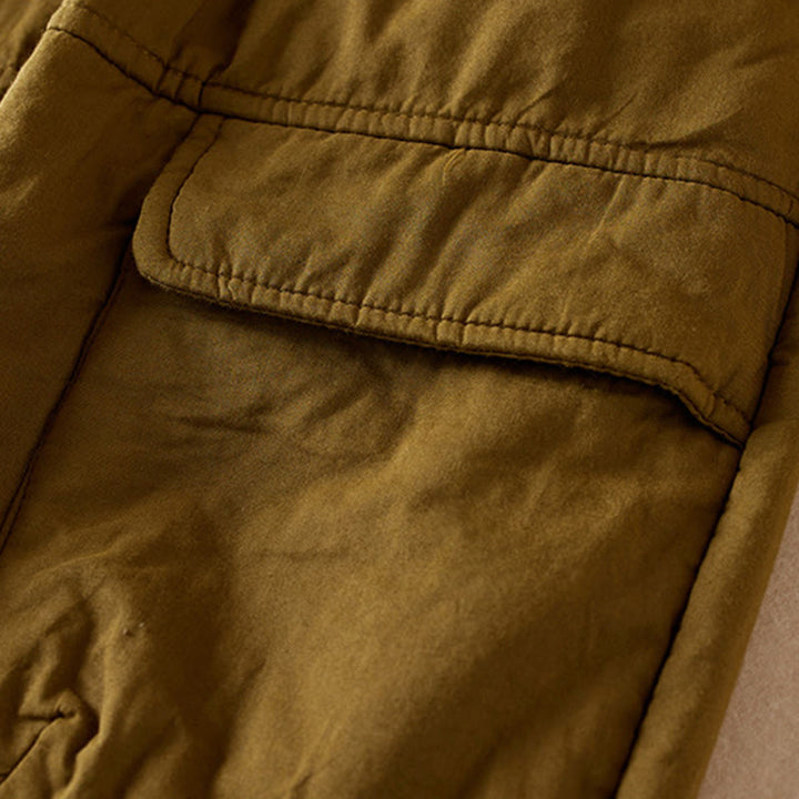 Pantalones harén de algodón gruesos con bolsillos y relleno de algodón liso Buddha Stones para mujer - image 4