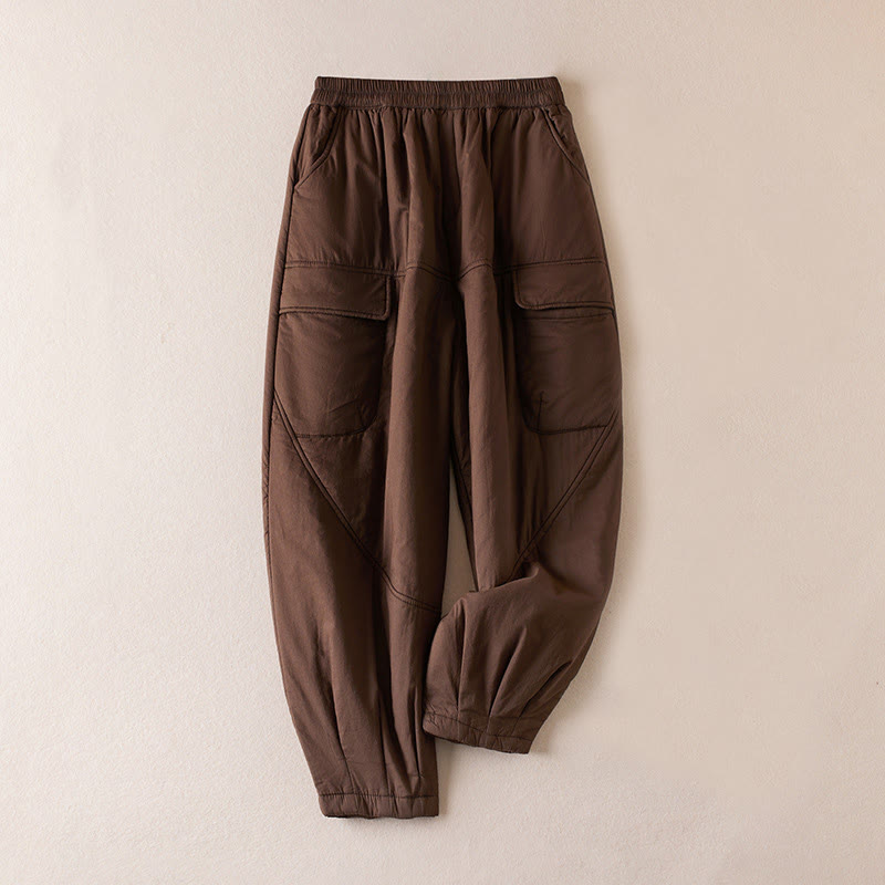 Pantalones harén gruesos con bolsillos para mujer, diseño de Buddha Stones - SaddleBrown - US8-10，UK/AU12-14，EU40-42 (2XL) - image 8