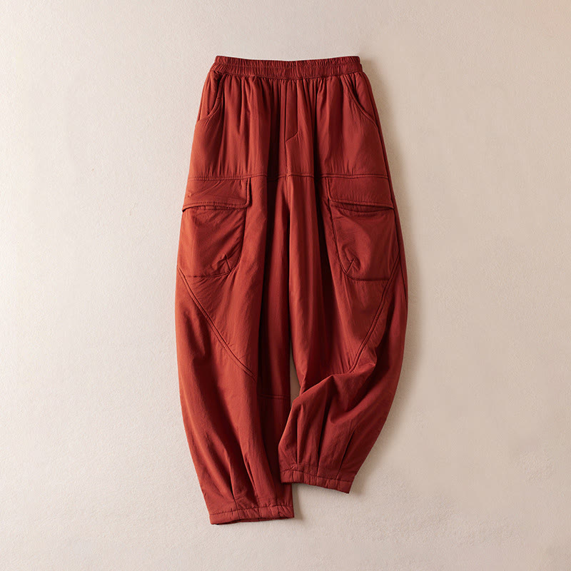 Pantalones harem gruesos para mujer con bolsillos, estampado Buddha Stones. - Ladrillo refractario - US8-10，UK/AU12-14，EU40-42 (2XL) - image 15