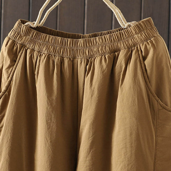 Pantalones harén de algodón para mujer, cálidos y acolchados, con bolsillos y estampados de Buddha Stones - image 6