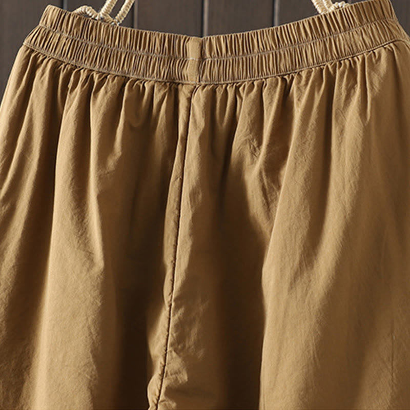 Pantalones harén para mujer con bolsillos y diseño liso y cálido de Buddha Stones - image 2