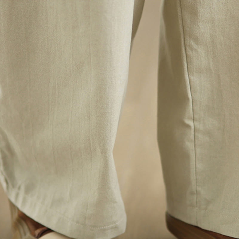 Pantalones rectos casuales de algodón con bolsillos para mujer de Buddha Stones - image 5