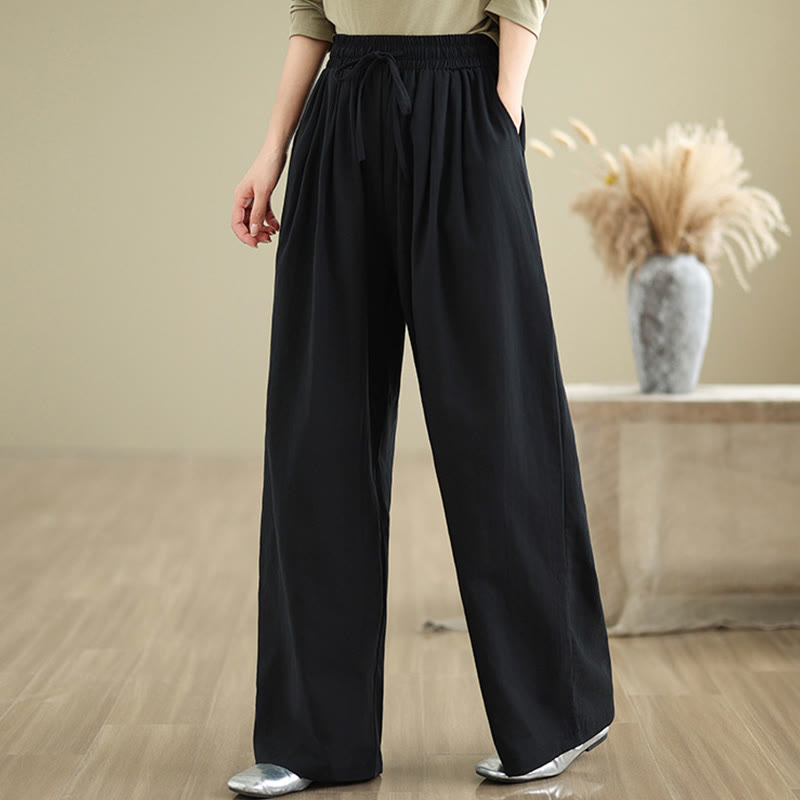 Pantalones rectos casuales de algodón con bolsillos para mujer de Buddha Stones - image 12