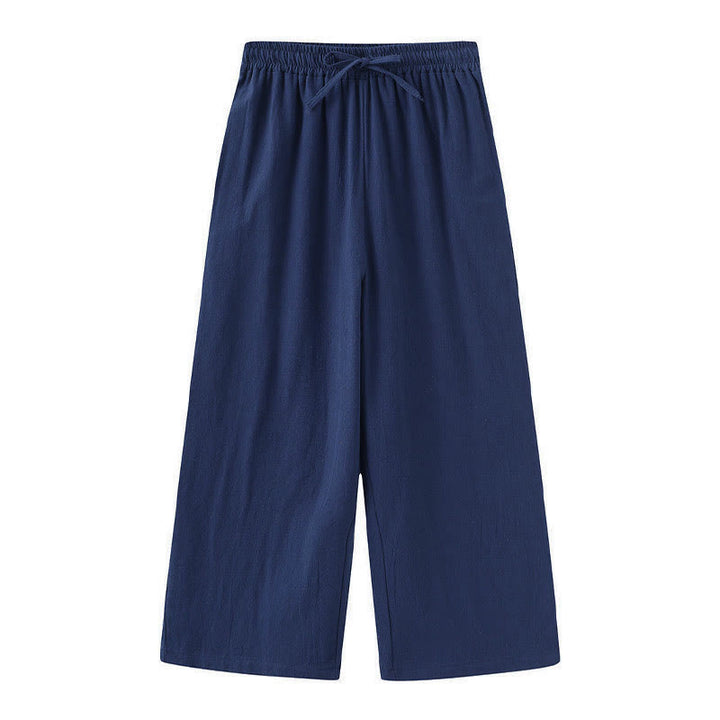 Conjunto de 2 piezas de camisa de manga larga con bolsillos y pantalones con cordón para meditación, de algodón y lino, con Buddha Stones , para mujer - image 33