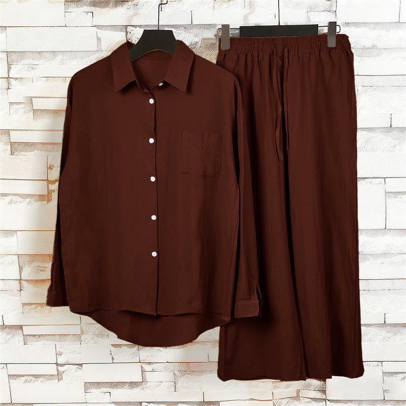 Conjunto de 2 piezas de camisa de manga larga con bolsillos y pantalones con cordón para meditación, de algodón y lino, con Buddha Stones , para mujer - image 41