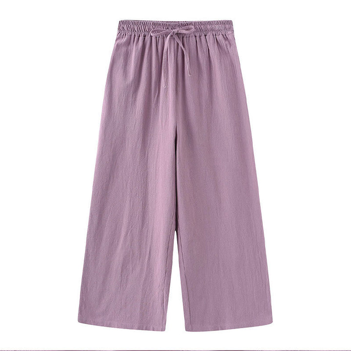 Conjunto de 2 piezas de camisa de manga larga con bolsillos y pantalones con cordón para meditación, de algodón y lino, con Buddha Stones , para mujer - image 57